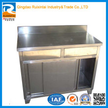 Stainless-Steel-Kitchen-Table-with-Two-Drawers-and-Back-Splash